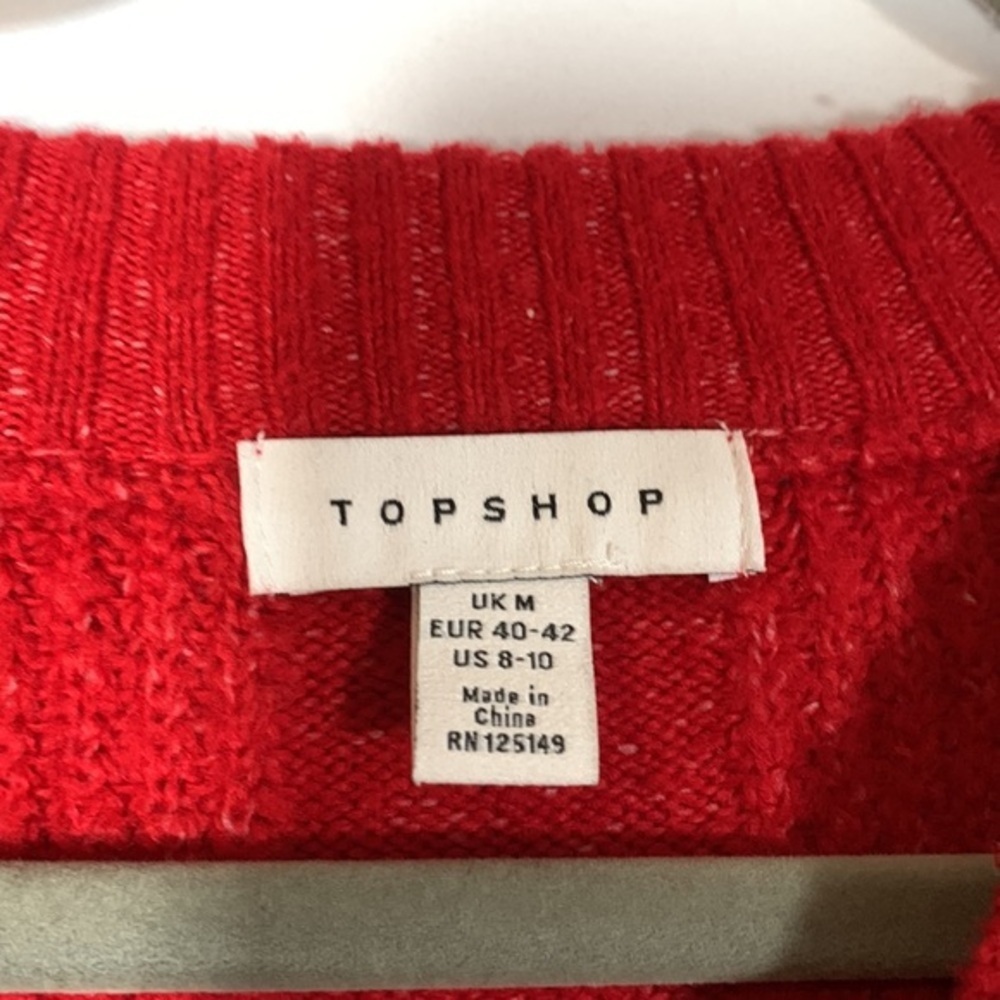 Topshop Red Knit Pullover Sweater Oversized - Picture 6 of 7